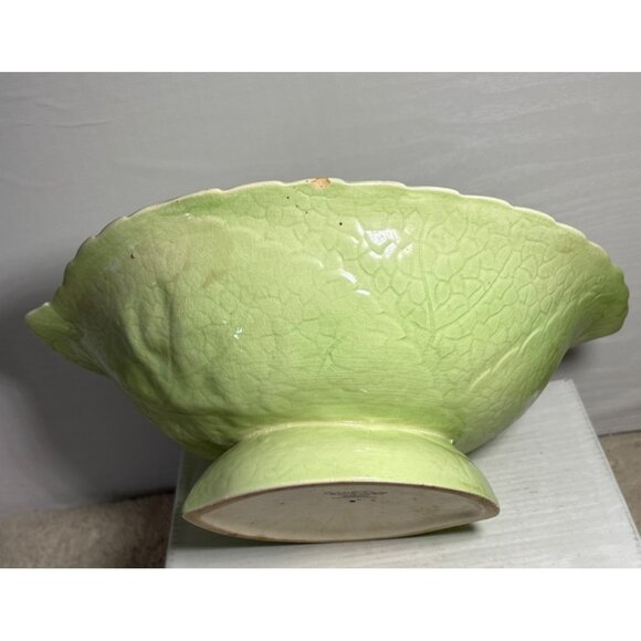 CarltonWare Bowl Handpainted Green Cabbage Flower Leaf 11" Australian Vintage - Picture 5 of 9
